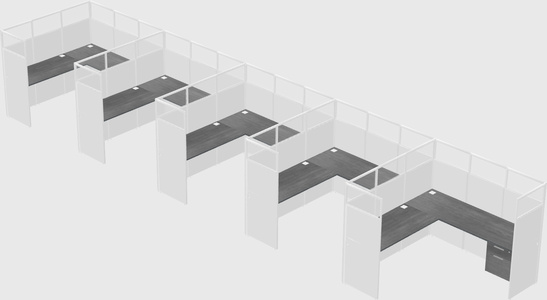 Shared l-shaped cubicle