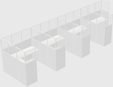 Shared l-shaped cubicle