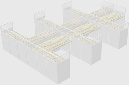 Shared l-shaped cubicle