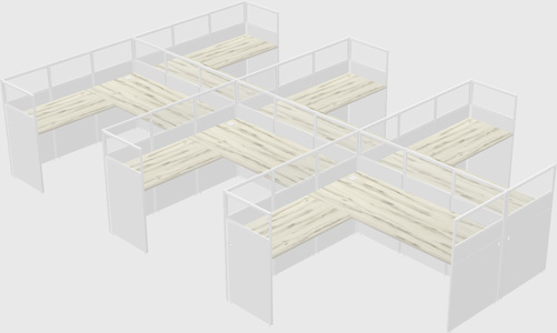 Shared l-shaped cubicle