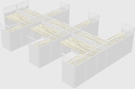 Shared l-shaped cubicle