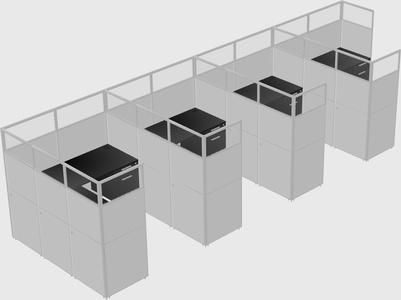 Shared l-shaped cubicle
