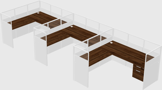 Shared l-shaped cubicle