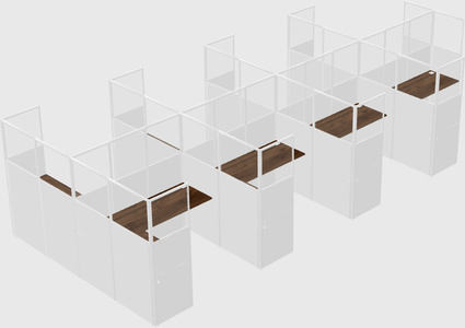 Shared l-shaped cubicle