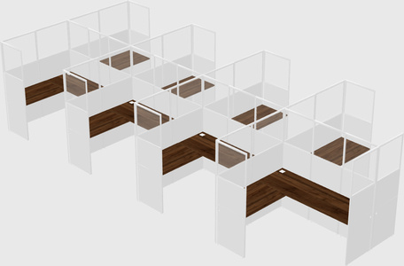 Shared l-shaped cubicle