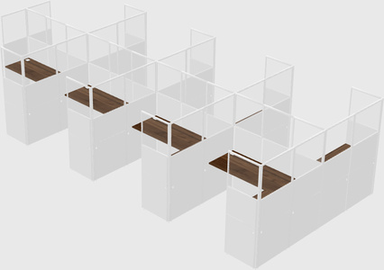 Shared l-shaped cubicle