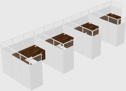 Shared l-shaped cubicle