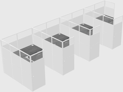Shared l-shaped cubicle