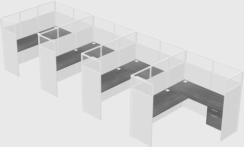 Shared l-shaped cubicle