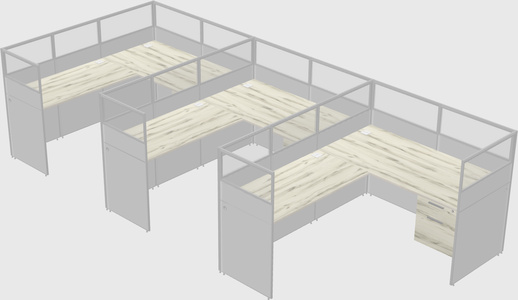 Shared l-shaped cubicle
