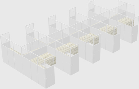 Shared l-shaped cubicle