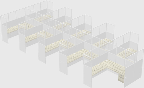 Shared l-shaped cubicle