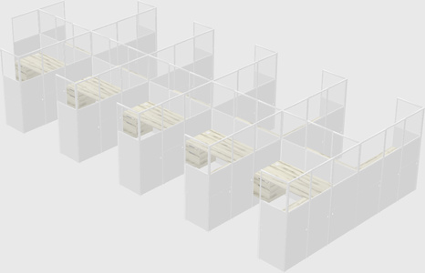 Shared l-shaped cubicle