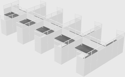 Shared l-shaped cubicle