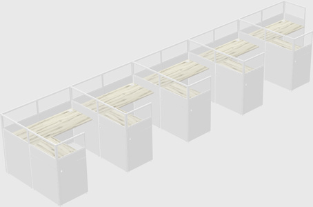 Shared l-shaped cubicle