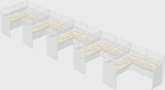 Shared l-shaped cubicle