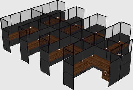 Shared l-shaped cubicle