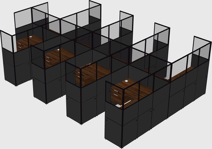 Shared l-shaped cubicle