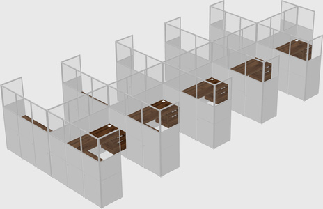 Shared l-shaped cubicle