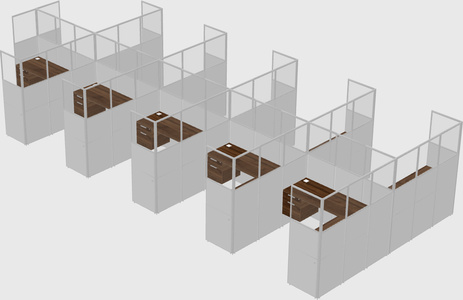 Shared l-shaped cubicle