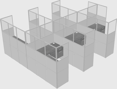 Shared l-shaped cubicle
