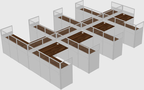 Shared l-shaped cubicle