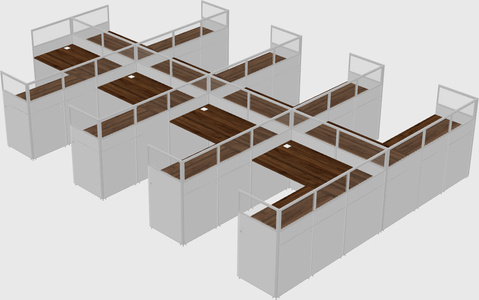 Shared l-shaped cubicle