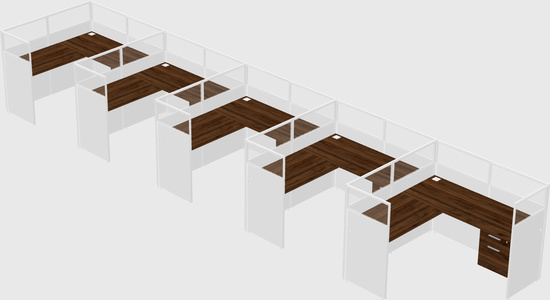 Shared l-shaped cubicle