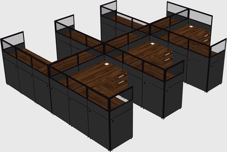 Shared l-shaped cubicle