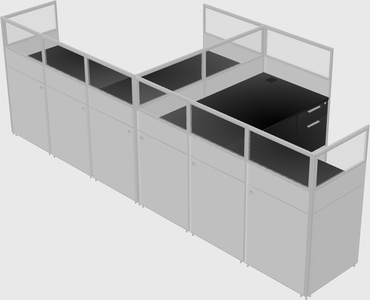 Shared l-shaped cubicle