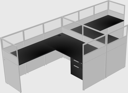 Shared l-shaped cubicle