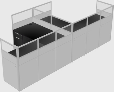 Shared l-shaped cubicle