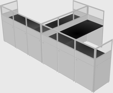 Shared l-shaped cubicle