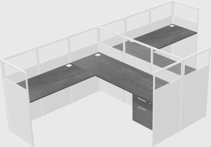 Shared l-shaped cubicle