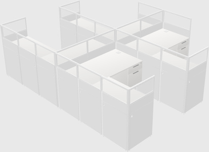 Shared l-shaped cubicle