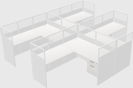 Shared l-shaped cubicle