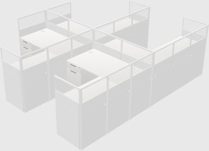 Shared l-shaped cubicle