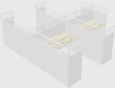 Shared l-shaped cubicle