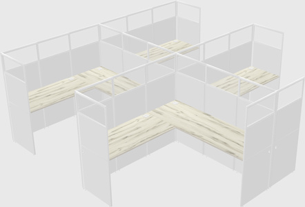 Shared l-shaped cubicle