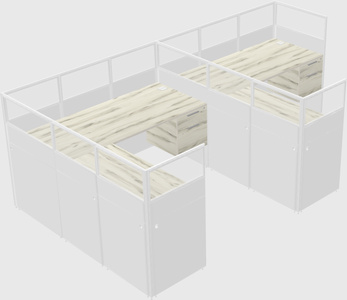 Shared l-shaped cubicle