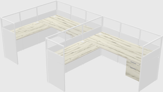 Shared l-shaped cubicle