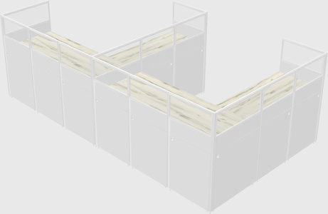 Shared l-shaped cubicle