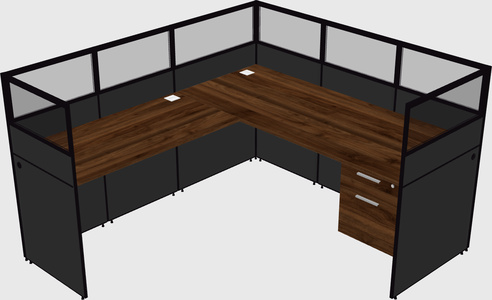 Shared l-shaped cubicle