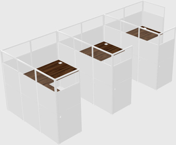 Shared l-shaped cubicle