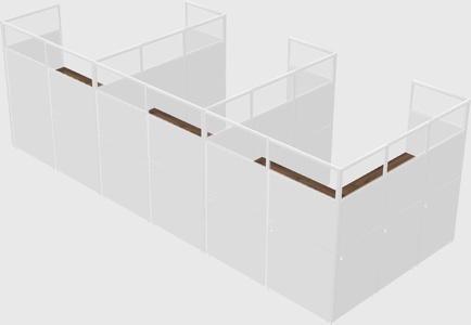 Shared l-shaped cubicle