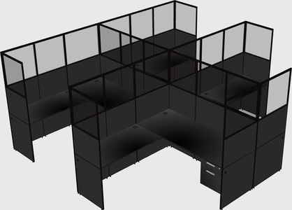 Shared l-shaped cubicle