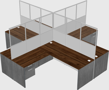 Shared l-shaped cubicles