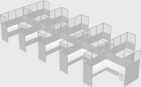 Shared l-shaped cubicle
