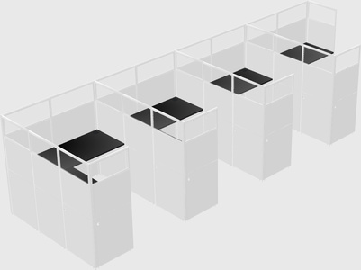 Shared l-shaped cubicle