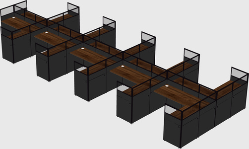 Shared l-shaped cubicle